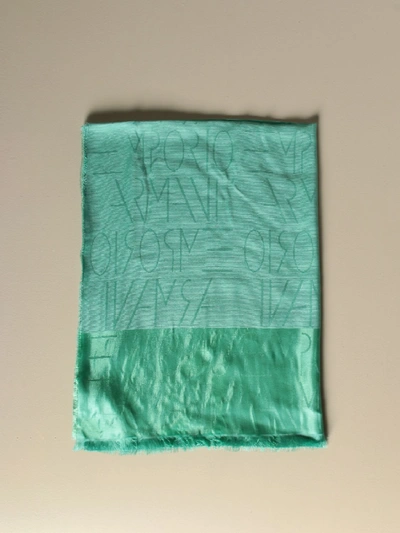 Emporio Armani Scarf With Jacquard Logo In Green