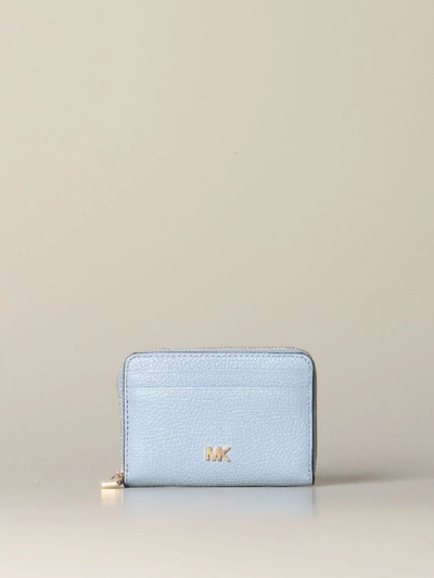 Michael Michael Kors Wallet Mott Mini  Wallet In Leather With Metallic Logo In Blue