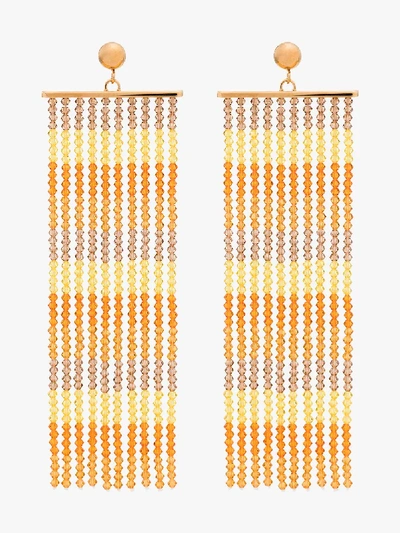 Jacquemus Les Rideaux Crystal Pendant Earrings In Orange,yellow,beige