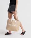 SUPERDRY WOMEN'S DARCY JUTE TOTE BAG CREAM / NATURAL - SIZE: 1SIZE,2159221100015F38007