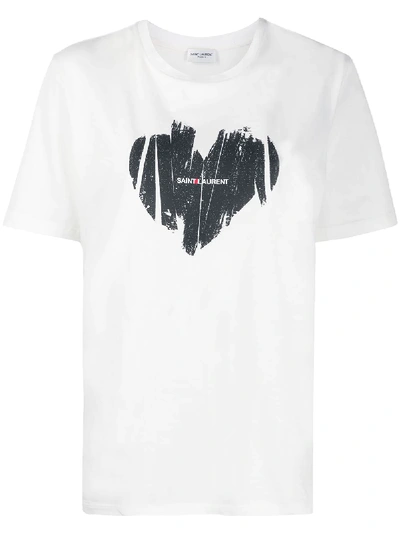 SAINT LAURENT HEART LOGO PRINT T-SHIRT,615522YBSO214902653