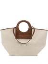 Hereu Net Sustain Cala Large Leather-trimmed Canvas Tote In Neutrals
