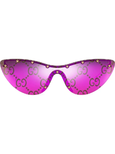 Gucci 猫眼造型面罩风格太阳眼镜 In Pink