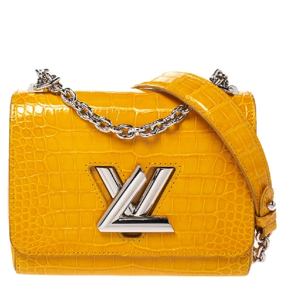 Pre-owned Louis Vuitton Jaune D'or Alligator Twist Pm Bag In Yellow