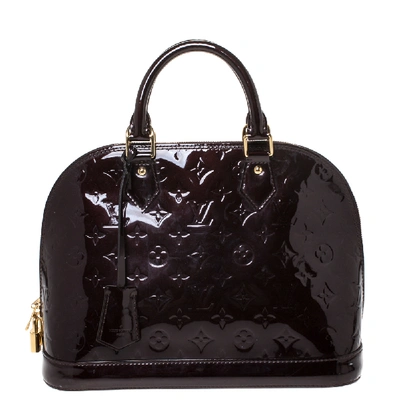 Pre-owned Louis Vuitton Amarante Monogram Vernis Leather Alma Pm Bag In Burgundy