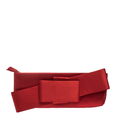 Pre-owned Valentino Garavani Red Satin Bow Clutch