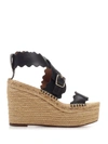 Chloé Lauren Leather Espadrille Platform Wedge Sandal In Black