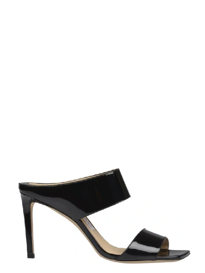 Jimmy Choo Hira 85 Patent-leather Mules In Black