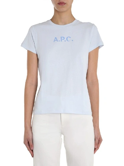 Apc Logo Short Sleeve T-shirt In Light Blue