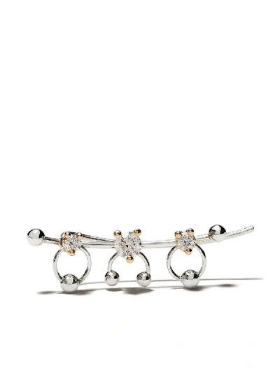 Delfina Delettrez 18kt White And Yellow Gold Two In One Diamond Earring In Yellow Gold/white Gold