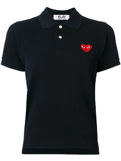 Comme Des Garçons Play Heart Patch Polo Shirt In Blue