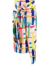 ESSENTIEL ANTWERP ABSTRACT PRINT WRAP SKIRT