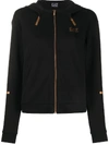 EA7 METALLIC-TRIM HOODED SWEATSHIRT