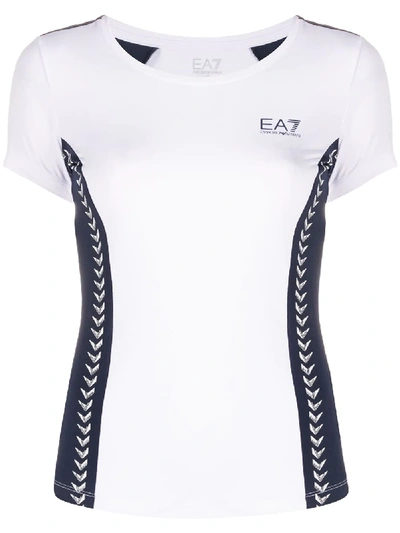 Ea7 Sport-t-shirt Mit Kontrasteinsätzen In White