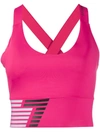 Ea7 Logo Cross-back Sports Bra In Pink