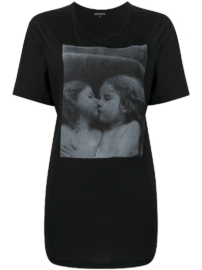 Ann Demeulemeester Cherub-print Loose T-shirt In Black