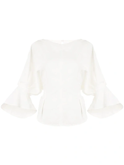 Mame Kurogouchi Puff Sleeve Poplin Shirt In White