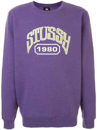 Stussy Logo Embroidered Sweatshirt In Purple