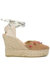 SERGIO ROSSI X MANEBI WRAP-AROUND STUDDED ESPADRILLED WEDGES