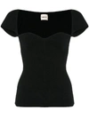 Khaite Ista Ribbed Sweetheart Neck Top In Black