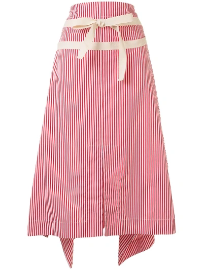 Plan C Striped A-line Skirt In Red