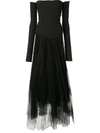 MARC LE BIHAN OFF-THE-SHOULDER TULLE-PANELLED DRESS