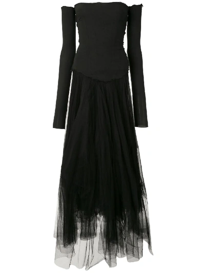 Marc Le Bihan Off-the-shoulder Tulle-panelled Dress In Black