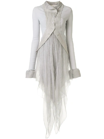 Marc Le Bihan Tulle-panelled Coat In Grey