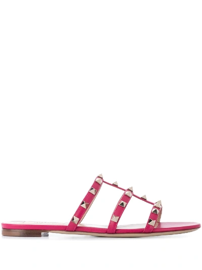 Valentino Garavani Rockstud Slide Sandals In Pink