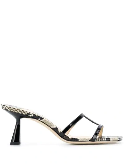 Jimmy Choo Ria Square-toe Snakeskin-embossed Leather Mules In Neutrals