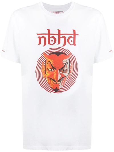 Neighborhood Vertigo Logo-print Cotton-jersey T-shirt In White