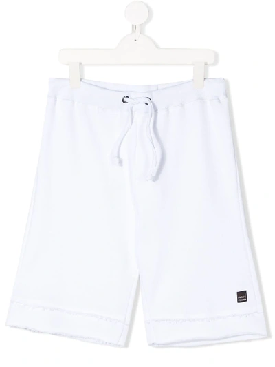 Paolo Pecora Teen Raw-edge Track Shorts In White