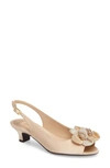 J. Reneé Leonelle Slingback Kitten Heel Sandal In Champagne Satin