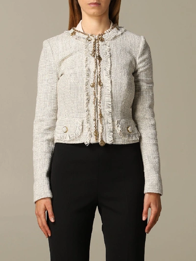 Elisabetta Franchi Celyn B. Elisabetta Franchi Blazer Elisabetta Franchi Jacket In Cotton Tweed In Yellow Cream