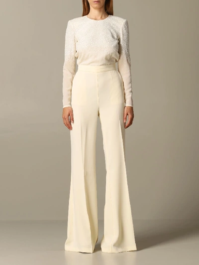 Elisabetta Franchi Celyn B. Elisabetta Franchi Dress Long Elisabetta Franchi Jumpsuit With Embroidery In Yellow Cream