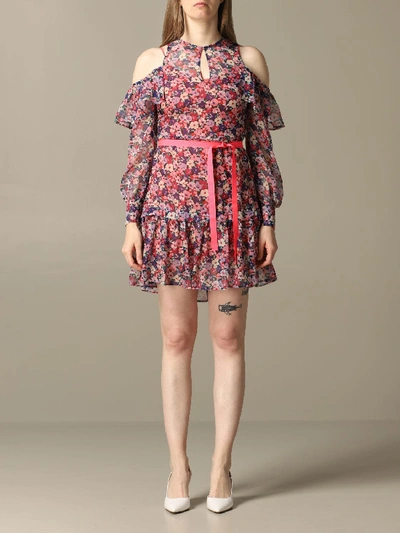 Twinset Twin Set Dress Twin-set Floral Patterned Dress With Fluo Belt