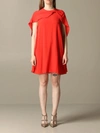 RED VALENTINO RED VALENTINO DRESS RED VALENTINO SILK DRESS WITH CAPE SLEEVES,11363025