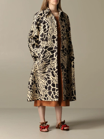 Alberta Ferretti Trench Coat In Printed Glass Nylon In Black