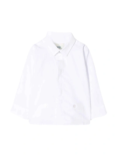 Fendi Babies' 尖领条纹衬衫 In Bianco