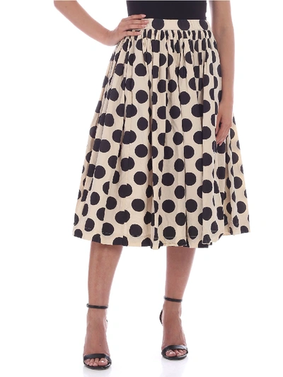 Casey Casey Double Rideau Skirt In Beige And Dark Blue