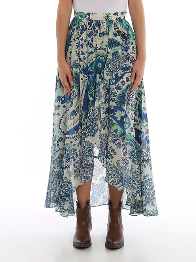 Twinset Paisley Georgette Long Skirt In Blue