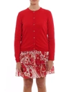 TWINSET CREWNECK CARDIGAN WITH JEWEL BUTTONS IN RED