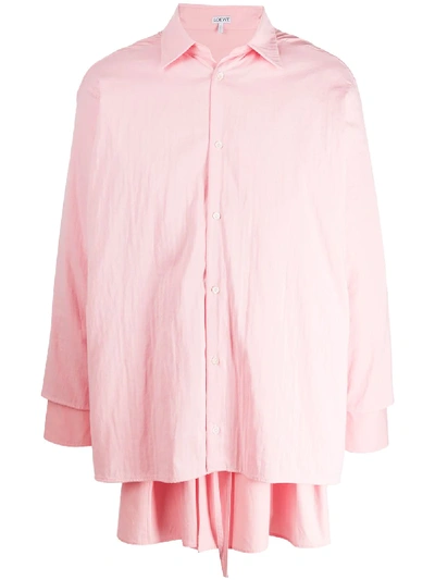 Loewe Double-layer Long-sleeve Shirt In Pink