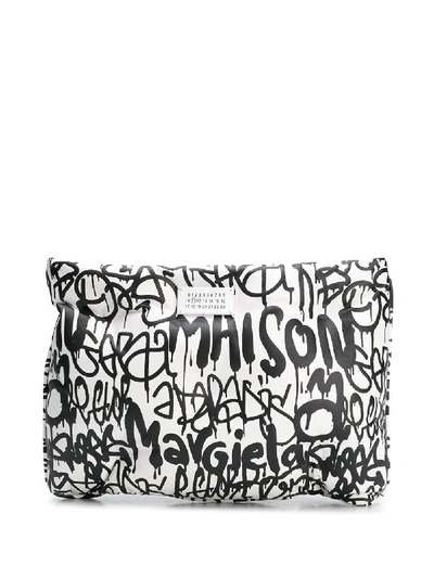 Maison Margiela Graffiti Print Clutch Bag In White