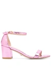 Stuart Weitzman Simple Snakeskin Effect Sandals In Pink