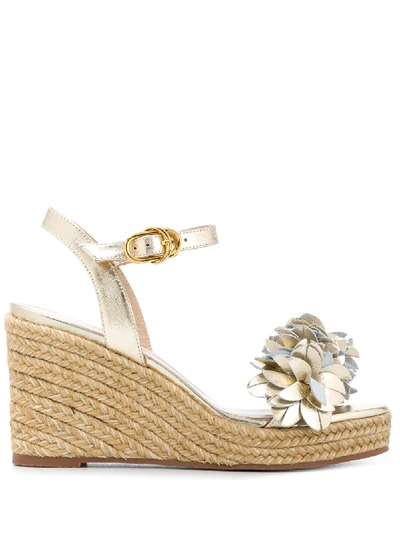 Stuart Weitzman Mid Wedge Heel Sandals In Gold