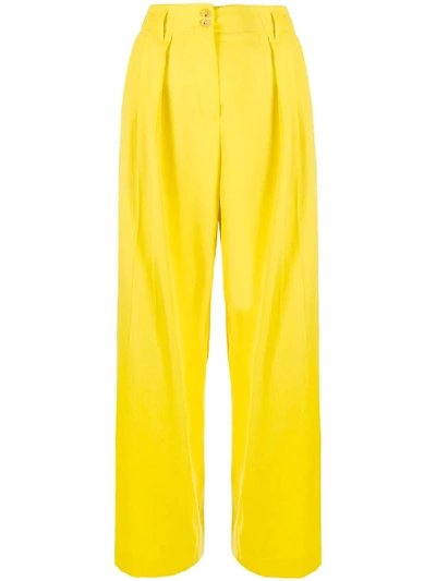 Paul Smith Relaxed Wide Leg Trousers In Yellow