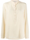 Stella Mccartney Silk Collarless Shirt In Yellow