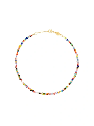 Anni Lu Gold-plated Petit Alaia Beaded Anklet In Multi