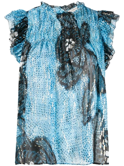 Ulla Johnson Abstract Print Sleeveless Blouse In Blue